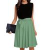 Women's Fashion Casual Lace-up Sleeveless Round Neck Splicing Short Dress