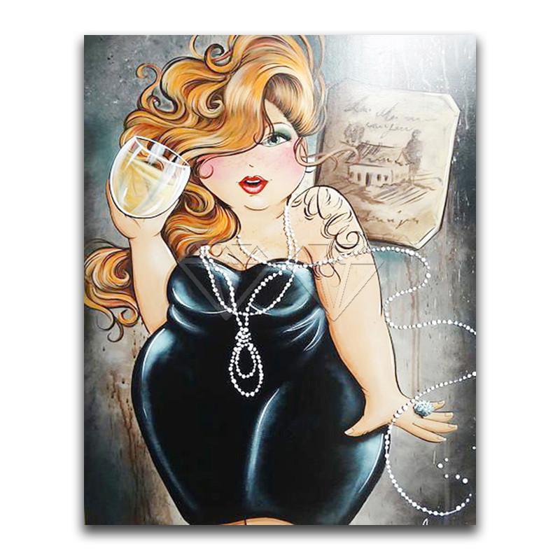 5D DIY алмазная живопись мультфильм толстая девушка дамы милый домашний декор полная круглая алмазная вышивка крестиком Алмазная мозаика