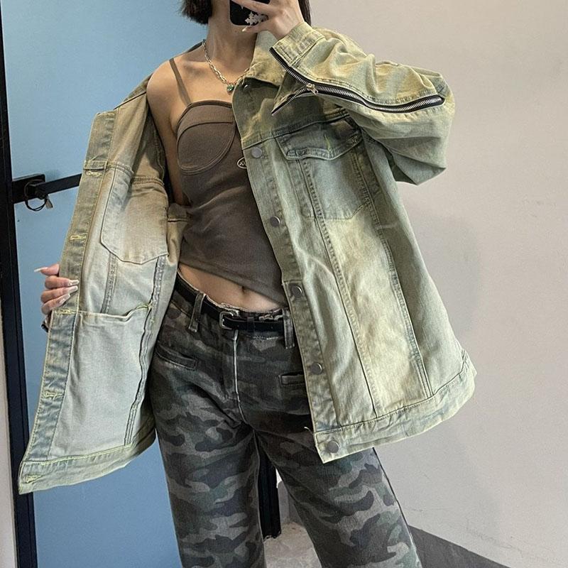 Джинсовая куртка женская плюс размер молния свободная куртка на пуговицах женское удобное спортивное повседневное пальто
