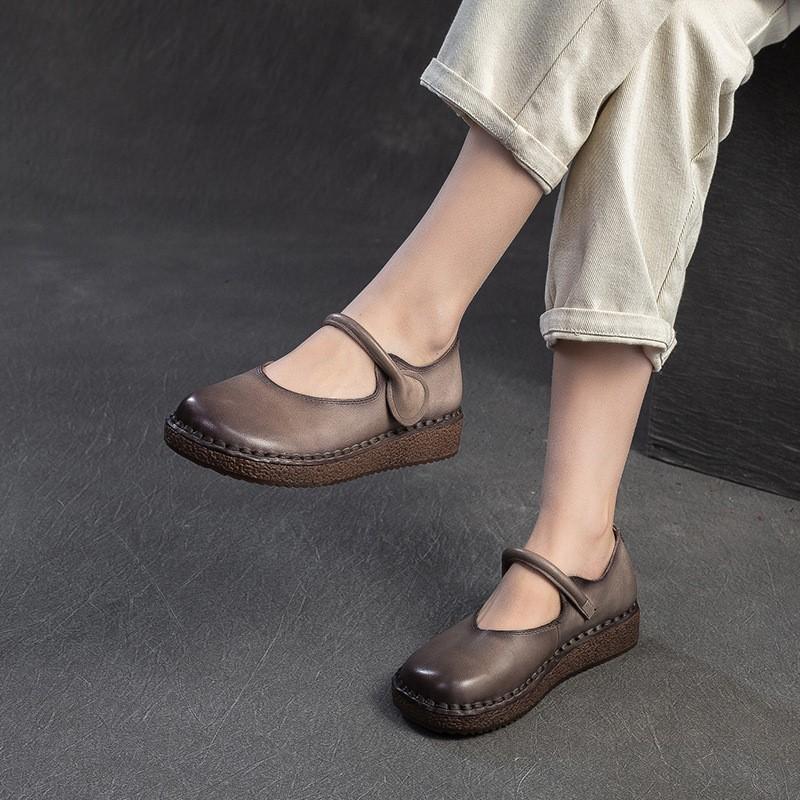 Fashion GKTINOO 2025 Spring New Soft Soled Genuine Leather Retro Flat Shoes Comfortable Lightweight Commuting Women's Shoes