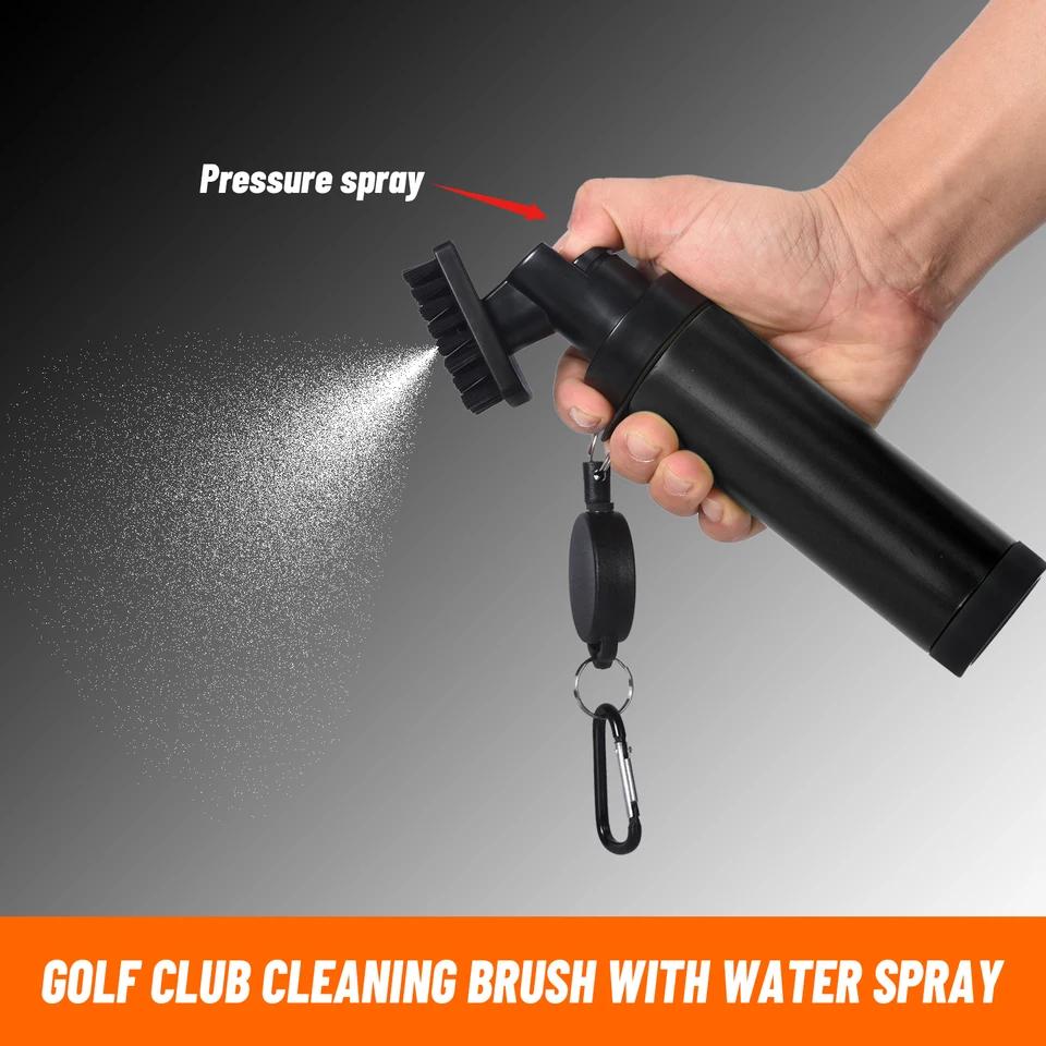 Professional Golf Club Head Cleaning Brush Spray Bottle Groove Tube Golf Brush With Retractable Hook