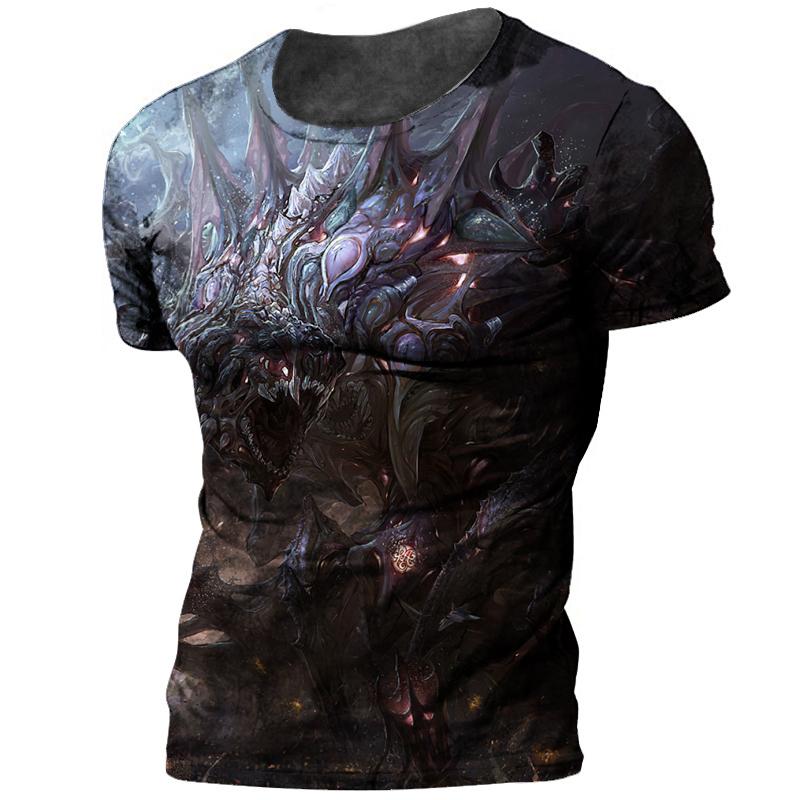 Шикарная мужская футболка Cthulhu Myth с 3D принтом Terror Monster, большой топ с круглым вырезом, летняя модная повседневная Повседневная дышащая ткань