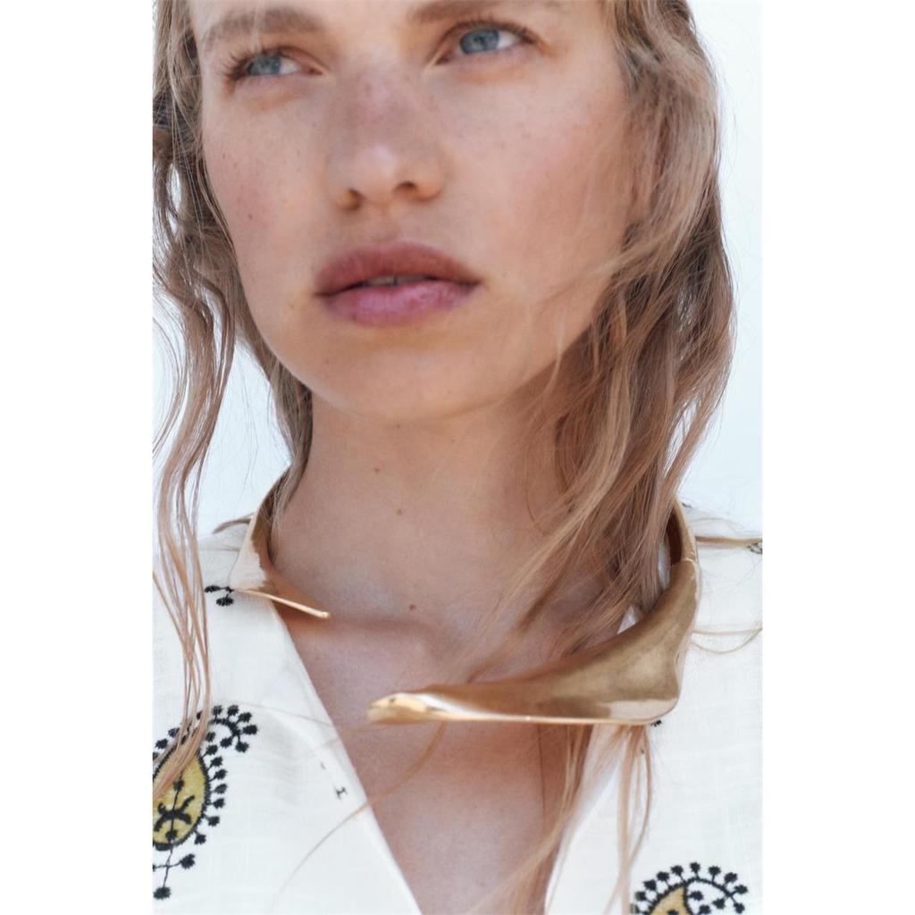 Tooxika Летнее Новое Нишевое Персонализированное Золотое Ожерелье-Воротник с Листьями и Цветами, Преувеличенное Фанковое Ожерелье Открытого Типа с Высоким Чувством