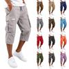 Men’s Drawstring Cargo Pants Multi Pocket Relaxed Fit Seven Quarter Length Casual Trousers for Daily Wear Outdoor Activities