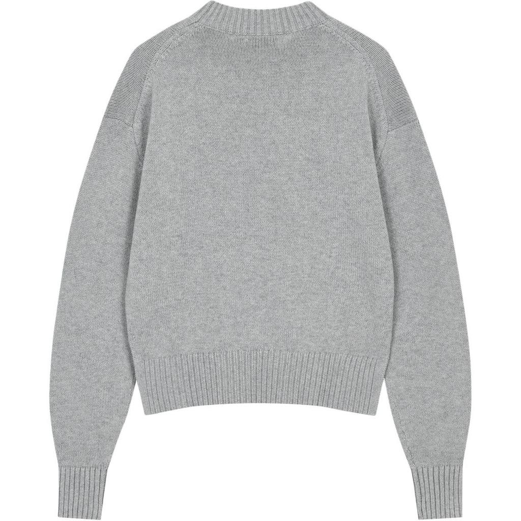 Calvin Klein Jeans Solid Letter Embroidered Loose Fit Crew Neck Sweater Women Sweater Gray J224224-P41