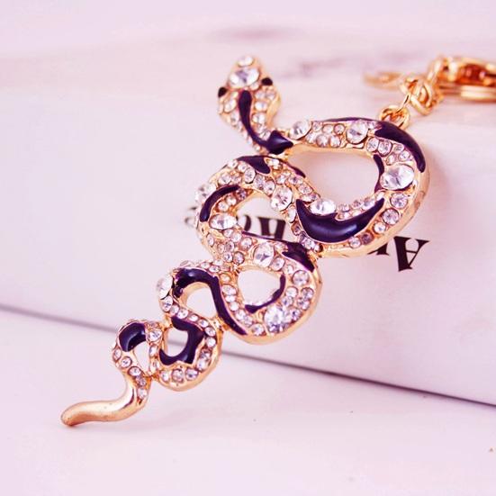 Keychain Shiny Rhinestones Snake Shape Key Ring Decorative Car Key Holder Bag Handbag Charm