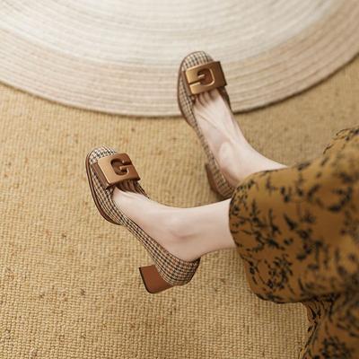 Женская летняя обувь, туфли на высоком каблуке для женщин 2024 года на толстом каблуке, офисная обувь класса люкс, модная трендовая обувь