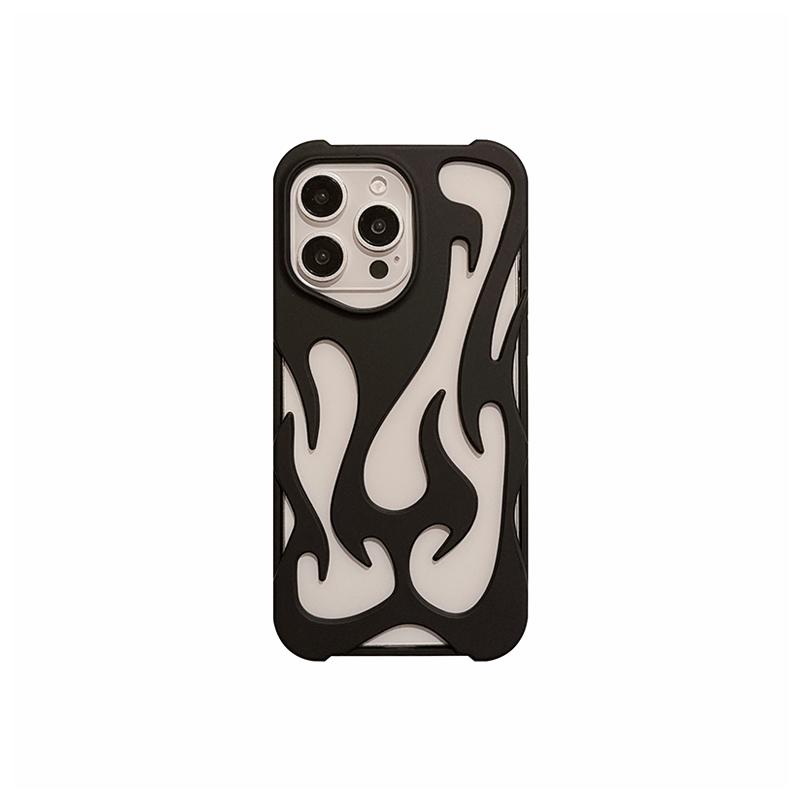 Полый 3D чехол для телефона с узором пламени Для For Iphone 1 14 13 11 12 17 Air 16 Pro Max 1 Plus Крутой Ударопрочный Мягкий Задний Чехол