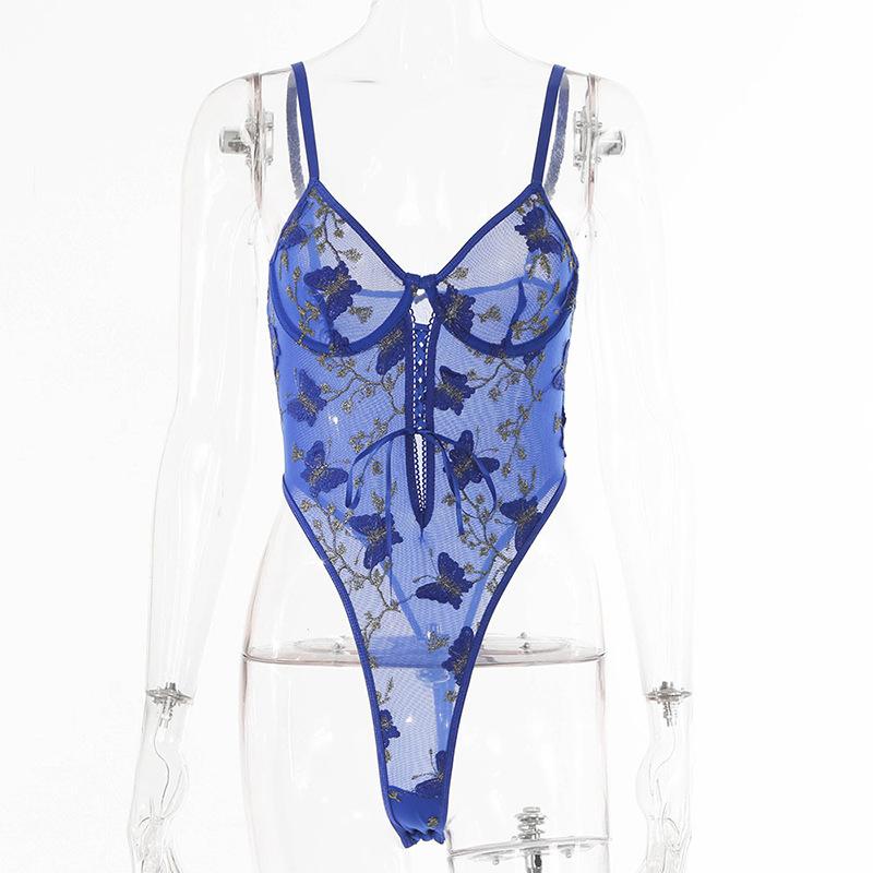 New European and American sexy women's clothing erotic underwear lace embroidered lace onesie