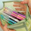 Double-Layer Pen Bag Transparent Stationery Organizer Portable Pencil Case  School Office