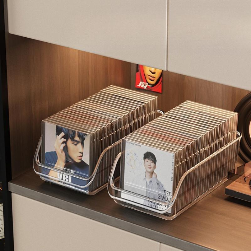 Desktop Album Storage Box Display Box Storage Box Disc Tape Organizer Bla Vinyl Record Storage Ra Plastic Material organizadores