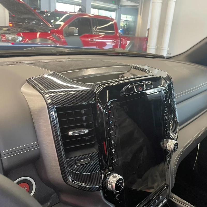 For Dodge Ram 1500 TRX 2023 2024 ABS Carbon Fiber Pattern Inner Front Dashboard Air Vent Outlet Cover Trim Decoration Frame PP2