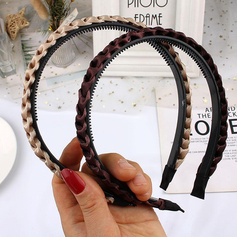 Плетеная повязка на голову для женщин и девочек, эластичные повязки для волос, нескользящие, модные, плетеные, обручи для волос, женские аксессуары для волос, головные уборы