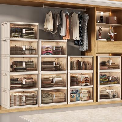 Складные прозрачные пластиковые шкафчики, установка не требуется. Легкая многофункциональная складная коробка для одежды с логотипом и цветом.