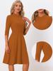 Allegra K Elegant A-Line Sheath Dress with Three-Quarter Sleeves and Stand Collar, Dark Orange, Size S