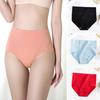 Women Underpants High Waist Solid Color Soft Breathable Anti-septic Seamless Stretchy