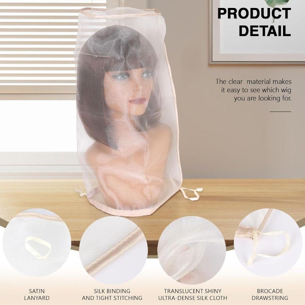 Drawstring Closure Wig Bag Adjustable Wig Dust Covers Dust Bag Wig Protection