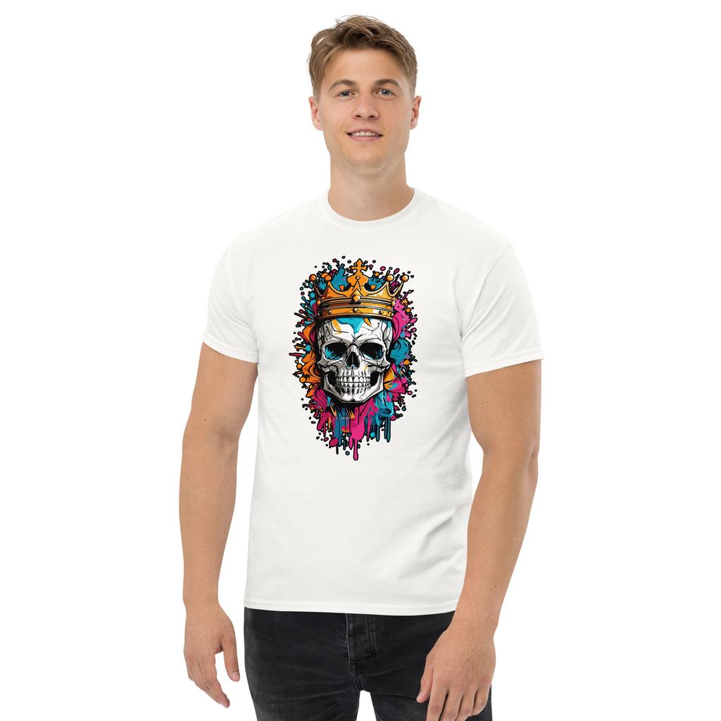 SKULL KING COLORFULL GRAFFITI SPLASH ПОТРЯСАЮЩИЙ ГРАФИЧЕСКИЙ МУЖСКОЙ КЛАССИЧЕСКИЙ ФУТБОЛКА
