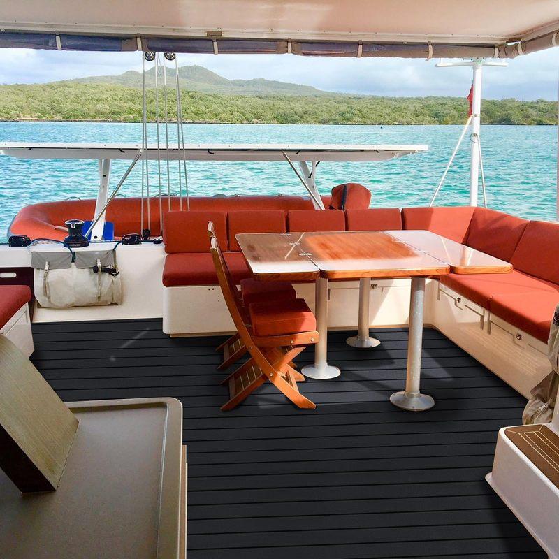 EVA Foam Faux Teak Boat Deck Mat Decking Sheet Yacht Flooring Anti Skid Mat Self Adhesive Vehicle Pad 2400x450x6MM