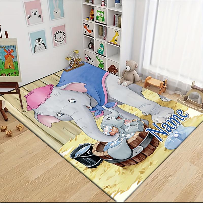 Custom Name Elephant Circus Act Carpet Rug Customizable Soft Washable Anti-Slip Home Living Room Sofa Mats Personalized Rug. 0909388