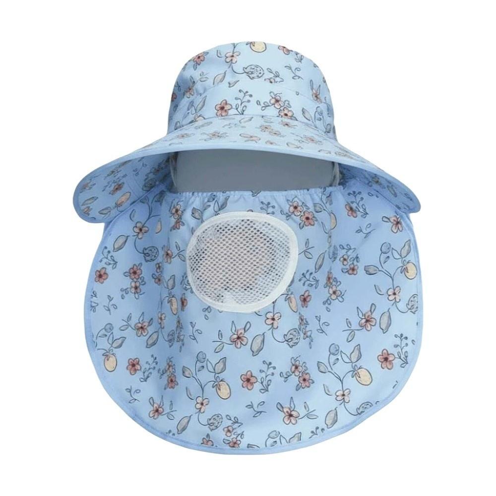 Thin With Mask Picking Tea Hat Floral Detachable Sunshade Shawl Cap Polyester Breathable Neck Protection Hat Spring / Summer