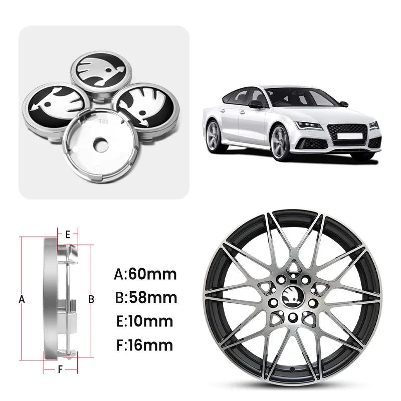 BATQ1 4PCS 56mm 60mm Car Wheel Center Hub Caps Rim Cover For Skoda Octavia MK2 MK1 2 3 A5 A7 A8 Fabia Karoq Superb Rapid Kamiq Scala