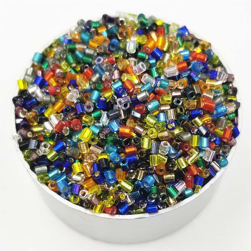 цилиндрические стеклянные бусы для рукоделия диаметр 2мм,1000шт,15цветов.