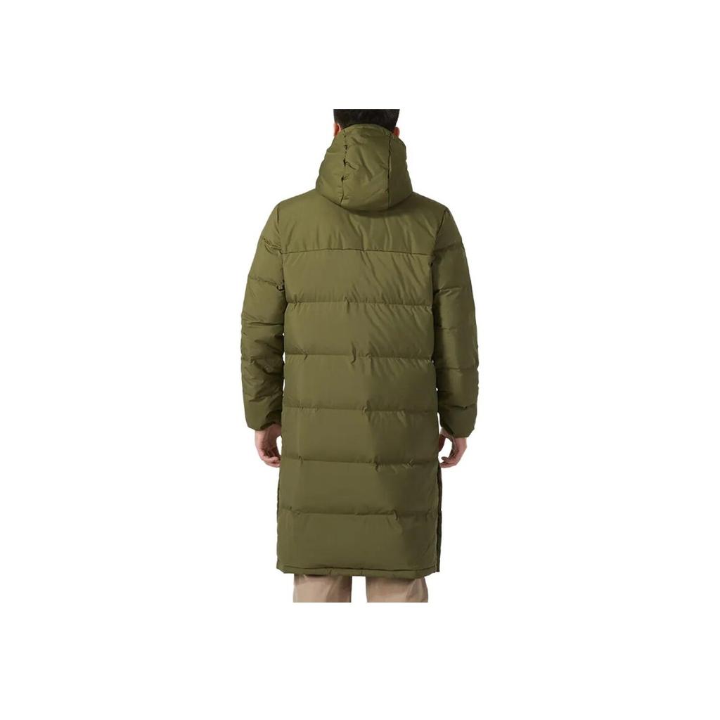 Adidas Solid Color Letter Logo Print Hooded Mid-Length Down Jacket Men Outerwear Military-Green HZ2598