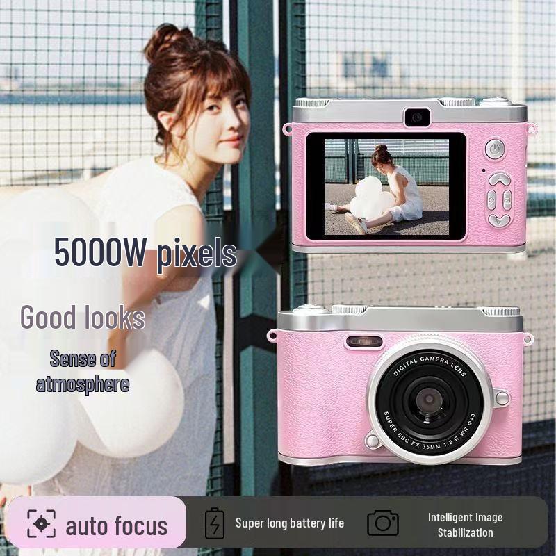 HD Dual Lens Retro Digital Camera with CCD Sensor for Travel, Campus, and Vlogging - Phone Upload Compatible