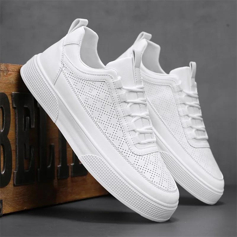 Fashion Men's Sneakers Autumn 2024 New Thick Soled Trendy Skateboard Shoes Lace Up Casual Anti Slip Platformcomfort White Sports Shoes
