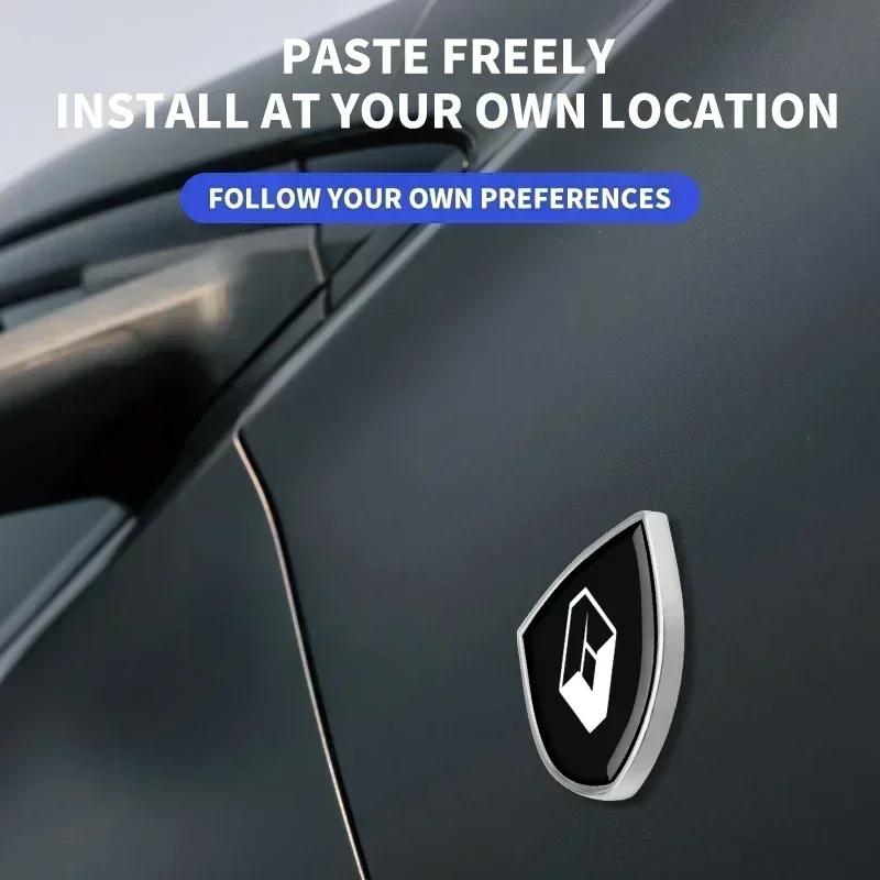 1/2pcs 3D Metal Car Body Fender Emblem Shield Stickers Decor Auto Accessories For Renault koleos duster megane 2 logan clio R666