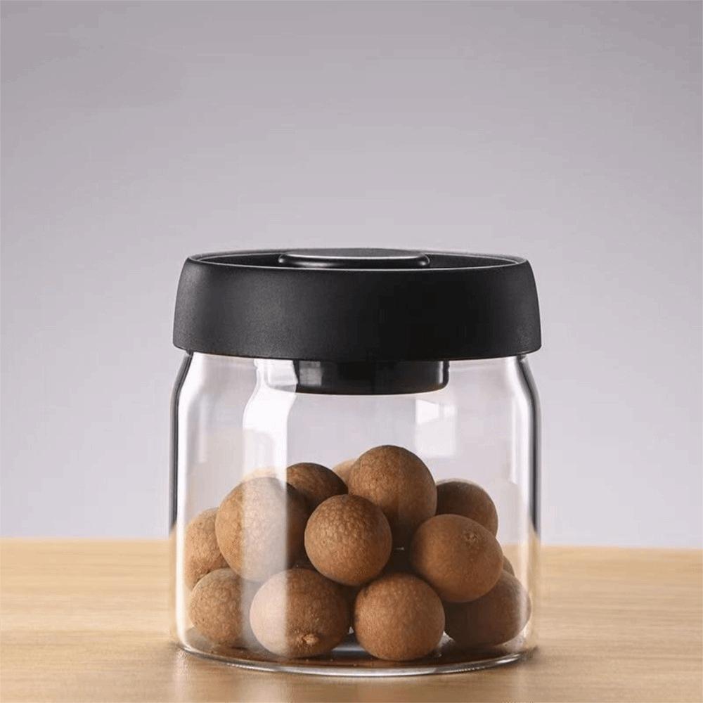 Press Type Coffee Bean Storage Jar Manual Glass Coffee Jar Vacuum Sealed Jar  Home Use