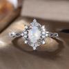 Exquisite White Zircon Oval Opal Rings for Women Silver Color Hollowed Out Finger Ring Wedding Jewelry Gift