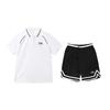 Quick-Dry Solid Color Breathable Polo Shirt Casual Sports Set Unisex Sports Set White Black YPLV051-1+YAPV001-1