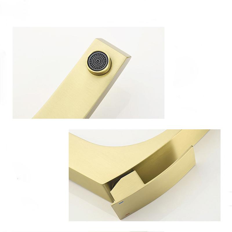 Современный смеситель для раковины, матовый золотой смеситель для ванной комнаты, смеситель для раковины, устанавливаемый на бортике, смесители для горячей и холодной воды из нержавеющей стали
