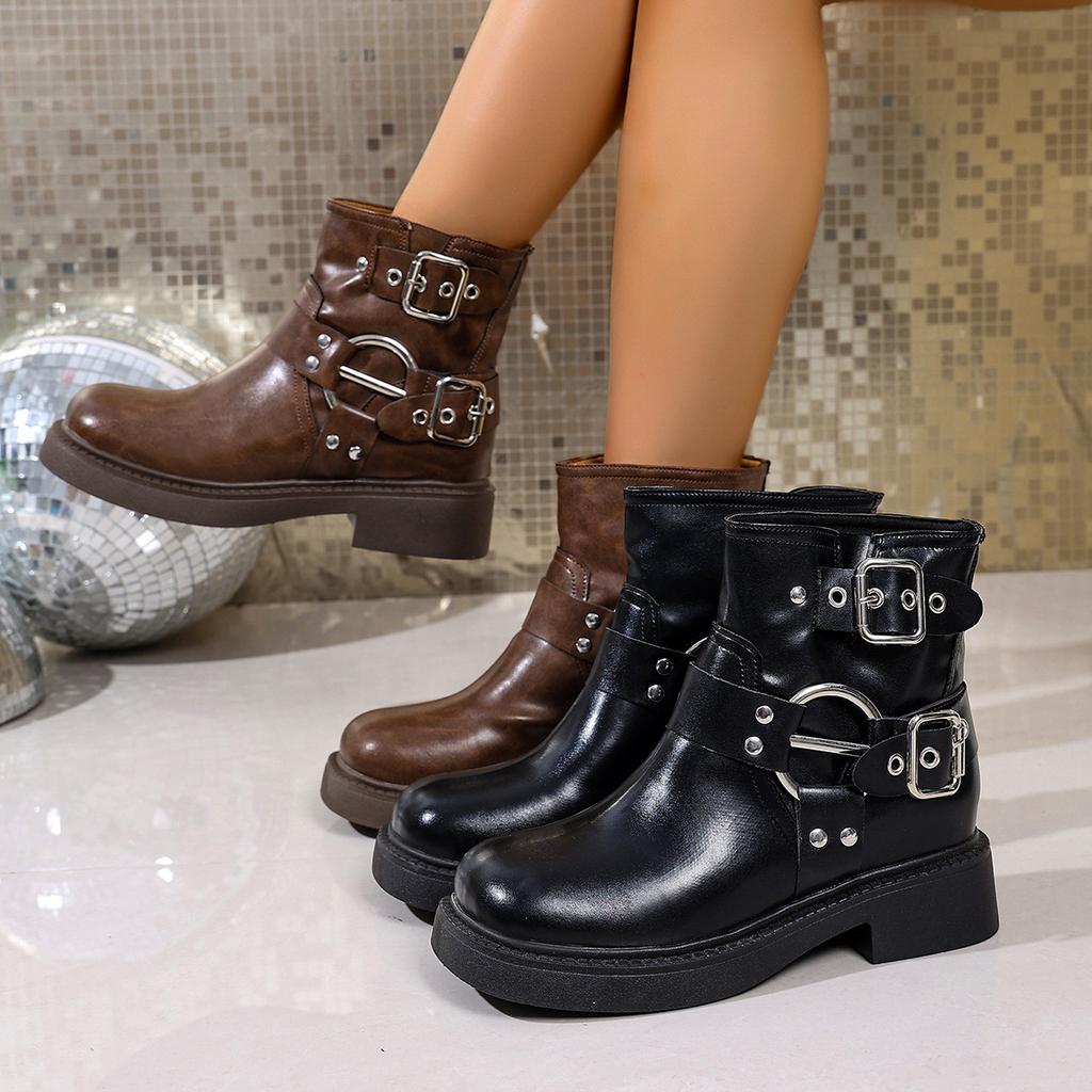 Женские ботинки Мартин на толстой подошве с увеличением роста, весна и осень 2025, в британском стиле, ретро, взрывные, универсальные, ковбойские полусапожки в западном стиле