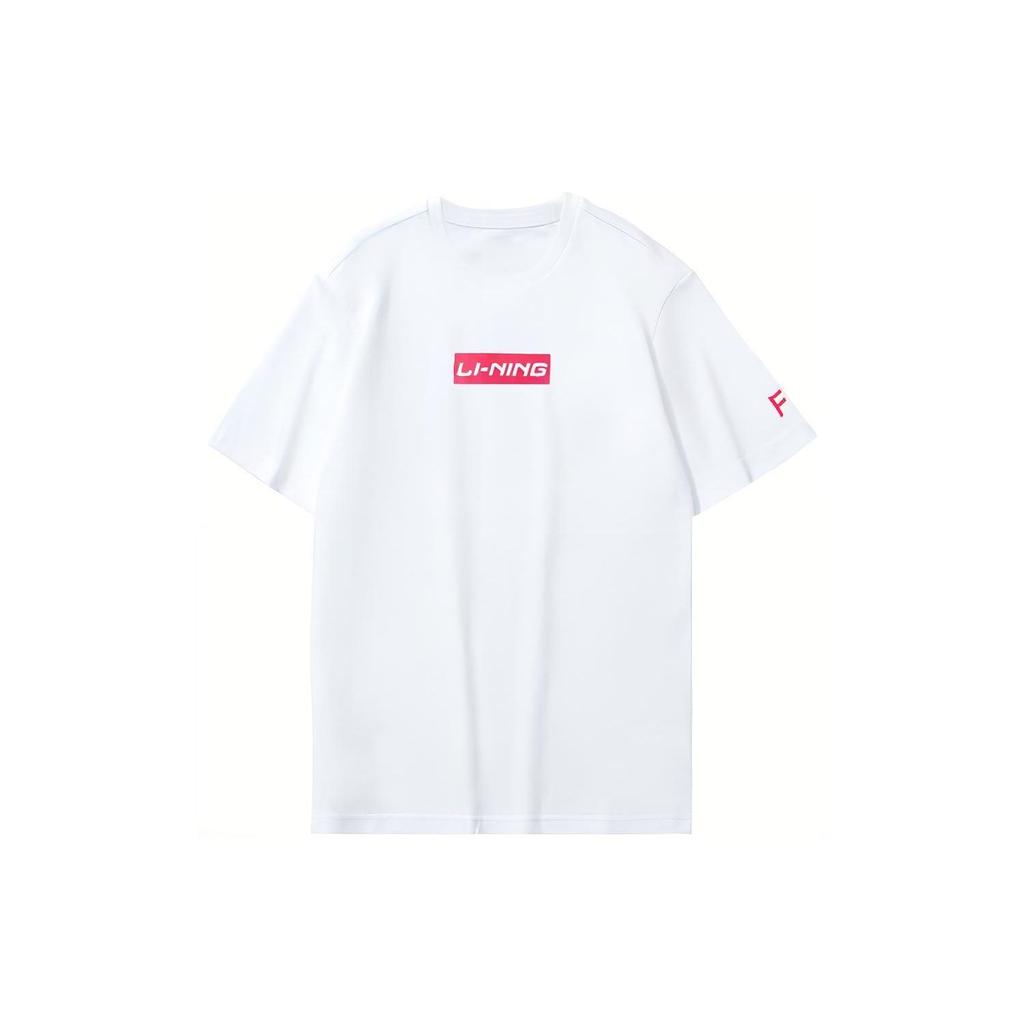 Li Ning Logo Printed Round Neck T-Shirt Unisex Tops White AHSS481-2