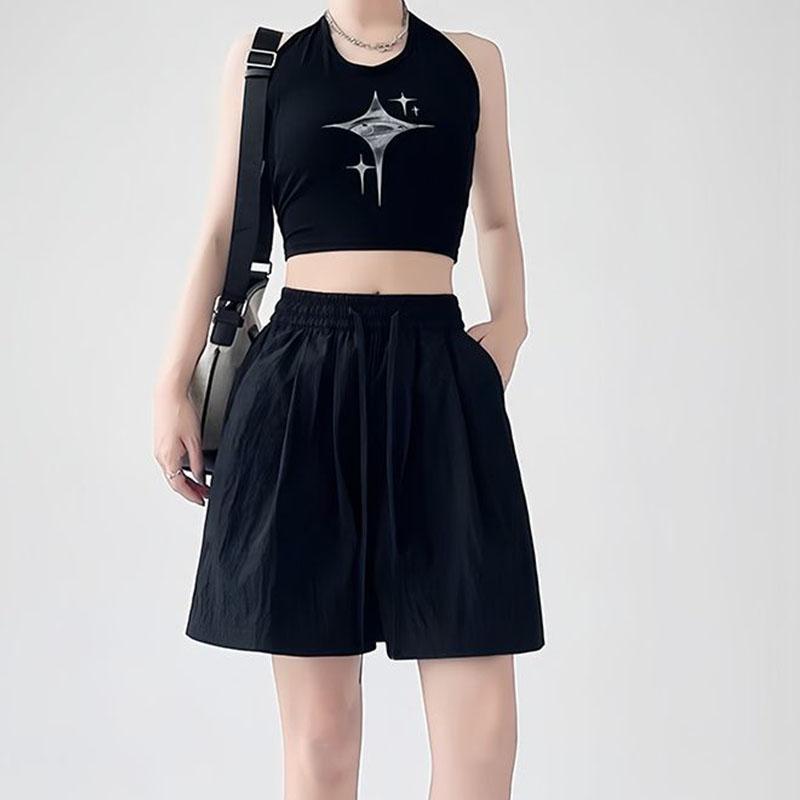 Летние повседневные брюки прямого покроя с высокой талией и широкими штанинами