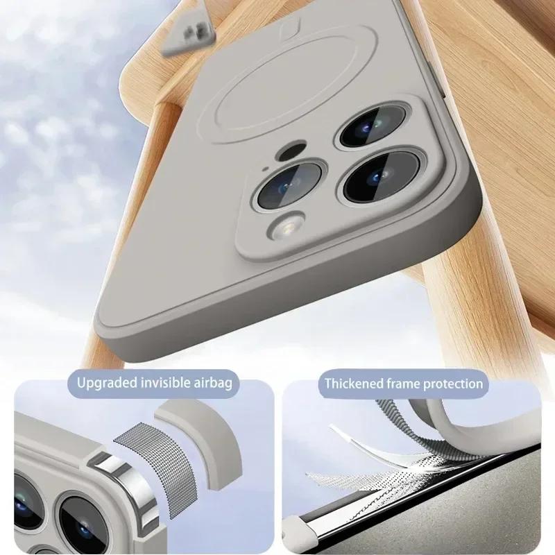 Жидкий силиконовый чехол для For Iphone 17 16 15 14 13 11 12 Pro Max Plus Mini Air Для Magsafe Магнитная беспроводная зарядка Мягкая крышка funda