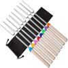 8pcs Marshmallow Roasting Sticks with Wooden Handle Extendable Barbecue Forks Skewers for Camping Picnic Backyard Party