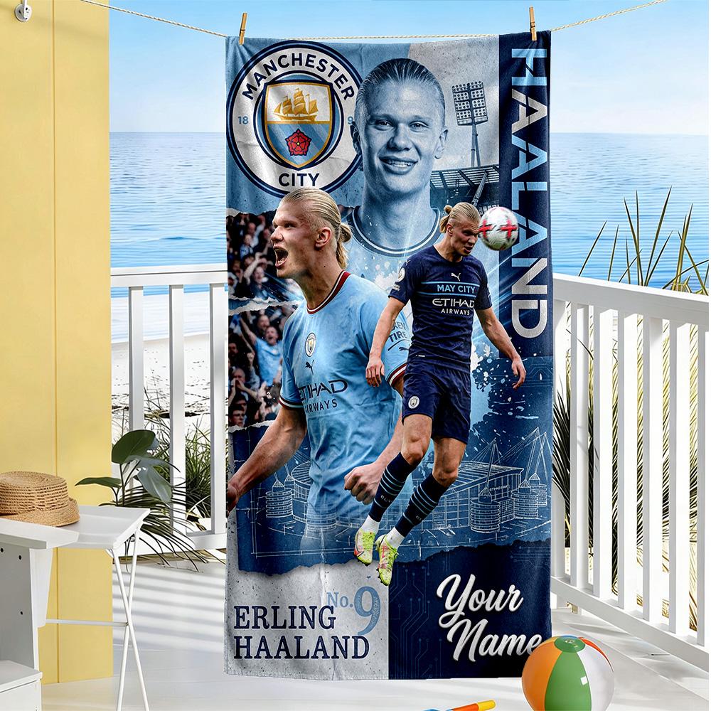 Haaland Personalized Text Beach Towel Soft Durable Quickdry For Beach Bathroom Outdoor Swimming Pool Camping Picnic Yoga Diving Vacation Accessories