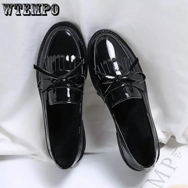 Shiny Small Leather Shoes Female British Style All-match Casual Single Shoes Female Bowknot Social Work Female Shoes Soft Leather