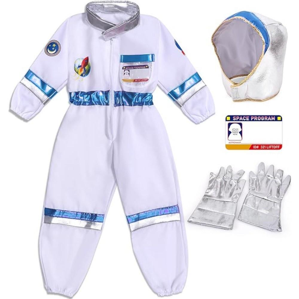 with Gloves Child  Spaceman Outfit with Cap Space Suit Rocket Jumpsuit  Stage Wear