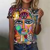Abstract Women's T-Shirt 3D Abstraction Face Printed Tops Casual Harajuku Round Neck Short Sleeve Summer Loose T Shirt For Women