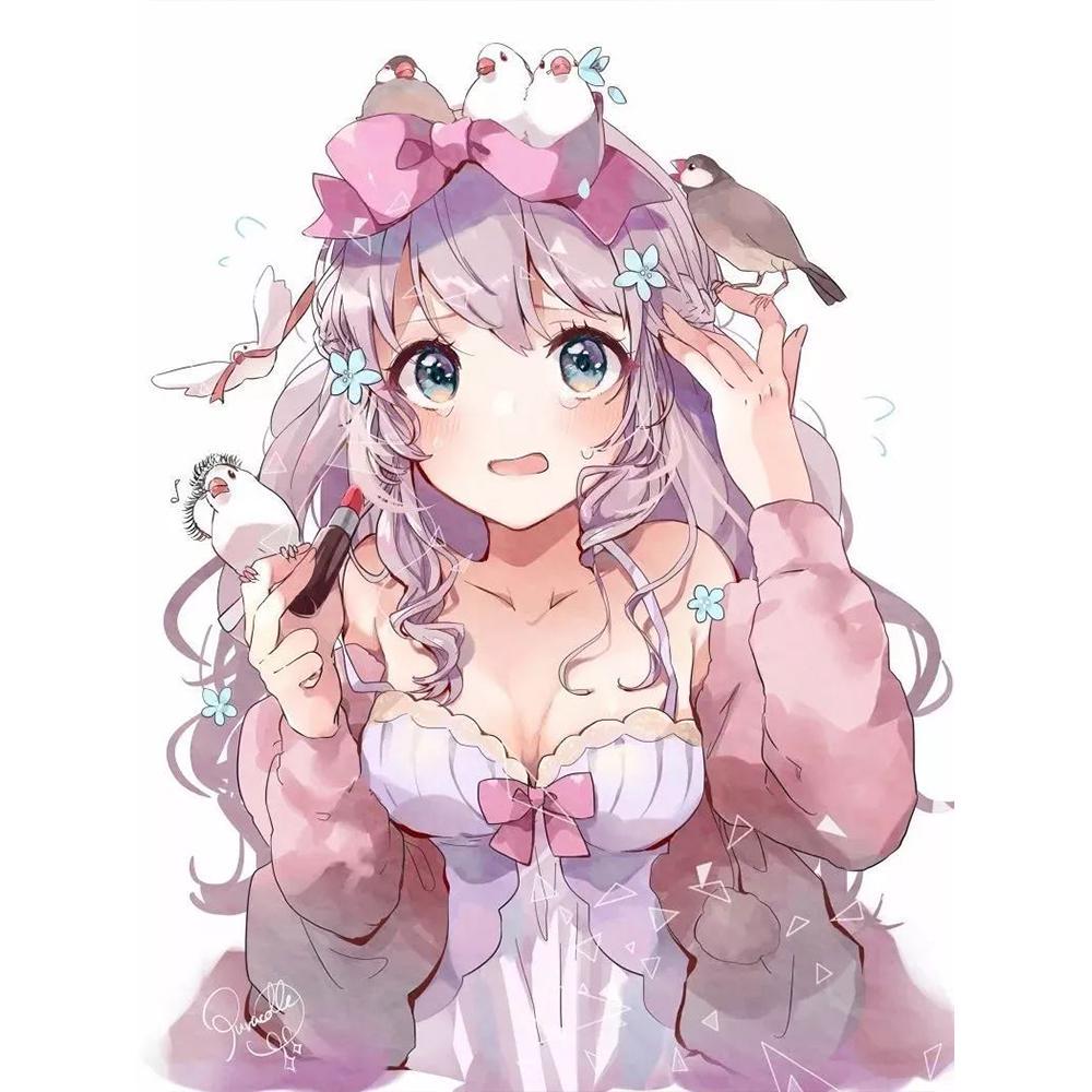 Полный круглый 5D DIY алмазная живопись аниме кошка девушка 3d узор для вышивки Фэнтези эльф принцесса вышивка крестиком мозаичная наклейка