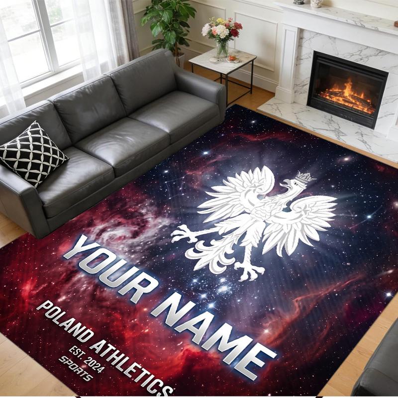 Crystal Velvet Rug Custom Name Text, Soft Non Slip Floor Mat Home DecorPoland Football