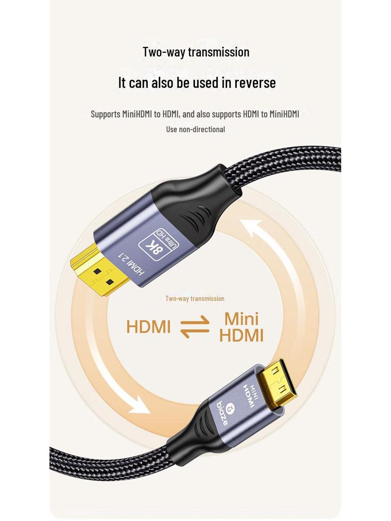 Biaz 8K Mini HDMI To HDMI 2.1 Adapter Cable