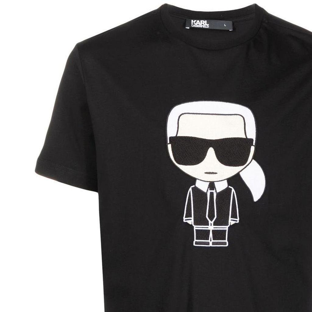 Karl Lagerfeld Мужская футболка с мультяшным принтом, круглым вырезом и коротким рукавом, черный 755070521250990