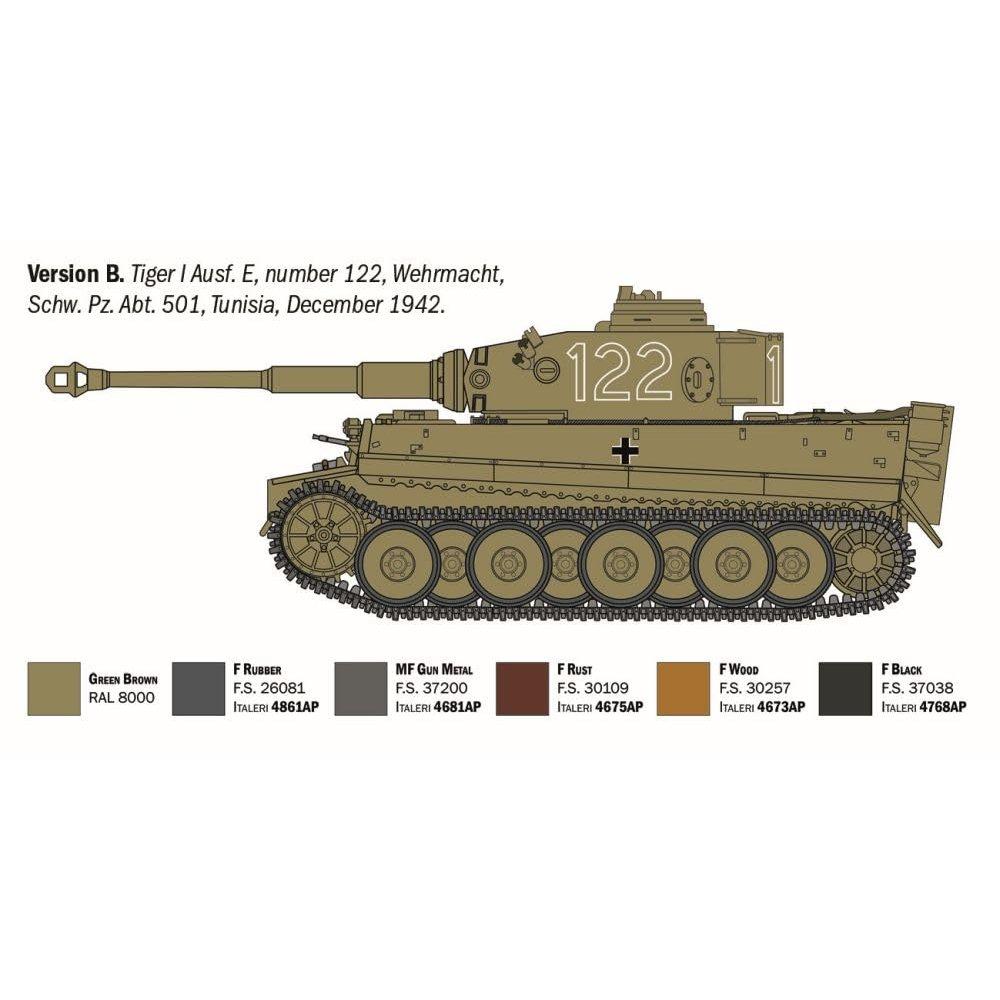 Italeri 1/35 Немецкий танк Pz.Kpfw.VI Тигр I E/H1 времен Второй мировой войны Пластиковая модель IT6767