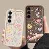 Cartoon Floral Print TPU Shockproof Matte Case For Samsung S25 Ultra S24 FE S23 Plus A56 A36 A16 A15 A55 A06 Soft Silicone Lens Protection Phone Cover